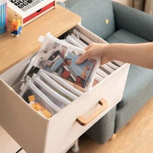 5pcs Set of clear zip up pouches organizer plastic bags